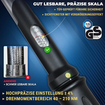 S&R Drehmomentschlüssel Set 40-210 Nm - 1/2 Zoll Antrieb