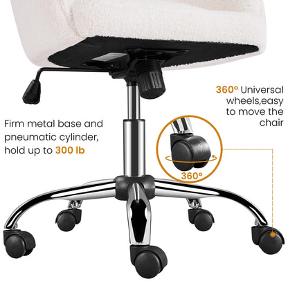 Yaheetech Homeoffice Schminkstuhl Drehstuhl Samt – Elfenbein