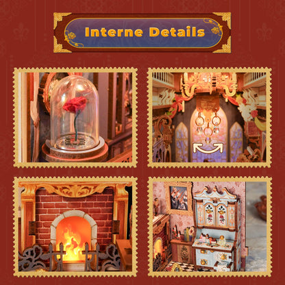 Tonecheer Book Nook Die Schöne und das Biest, 3D-Holzpuzzle Buchstütze