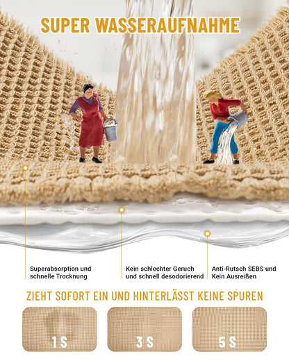 Furicher Badteppich Set 2-teilig, rutschfest, waschbar, Boho-Stil