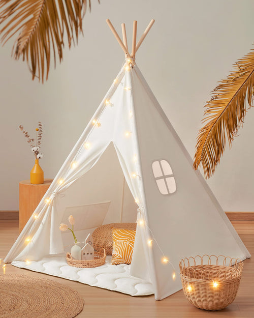 Tiny Land Tipi Zelt Kinderzelt - mit Decke & Lichterkette