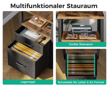 Coleshome Eckschreibtisch mit Schubladen & USB – Braun 140x70cm