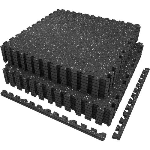 AIRHOP Fitness Puzzlematte Extra Dick - 6er Set 60x60x1.4cm. Schwarze EVA-Matten. Dämpft und schützt Böden bei Fitness.