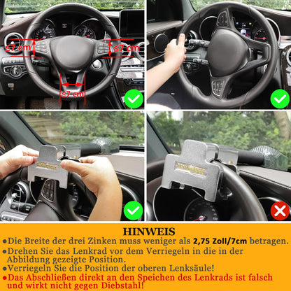 Tevlaphee Riegel Lenkradkralle mit Alarm 120dB – Silber