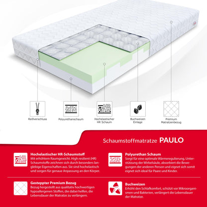 FDM Paulo Kindermatratze 80x160 cm H3 - 7 Zonen Schaumstoff