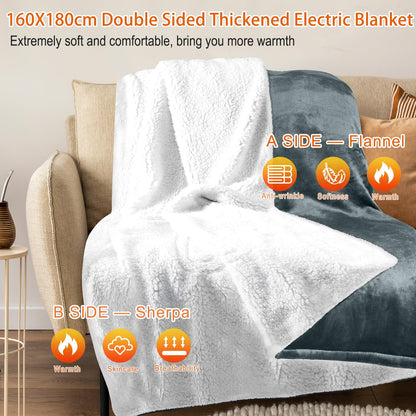 MYCARBON Heizdecke Elektrisch 180x160cm – Hellgrau