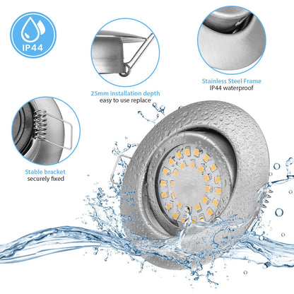 ProLine LED Einbauspot Flach Dimmbar 6W IP44 Warmweiss 12er Set
