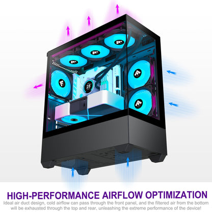 FOIFKIN F1 ATX Gaming PC Gehäuse - ARGB Lüfter, Panoramaglas, Type-C, Schwarz