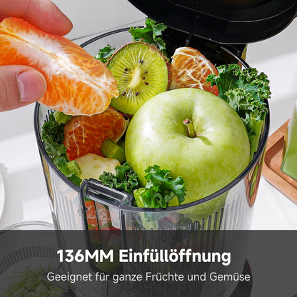 AMZCHEF Slow Juicer 135KJBY Entsafter mit 136 mm Einwurfschacht
