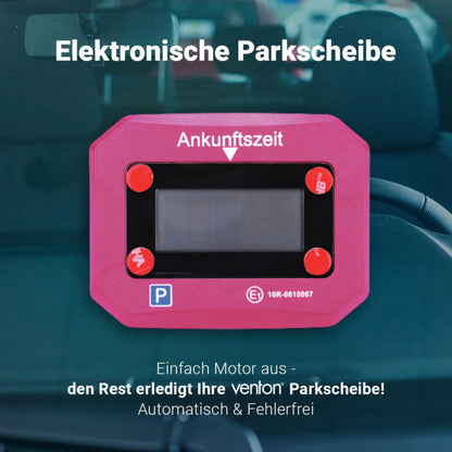 VENTON Elektronische Digitale Parkscheibe - Rosa mit Zusatzbatterie