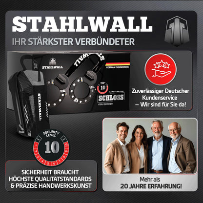 STAHLWALL E-Scooter-Schloss mit Tasche aus feuergehärtetem Stahl