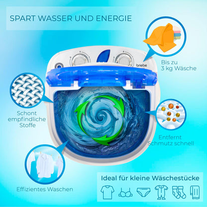 briebe Camp Mini-Waschmaschine WM1111 mobil mit Schleuder