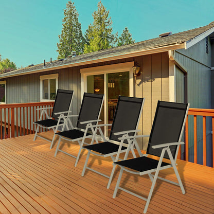 CCLIFE Breeze Alu Klappstuhl Hochlehner 4er Set Dunkelgrau