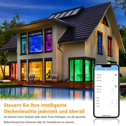 TOPPLEE LED Deckenleuchte dimmbar RGB Sternenhimmel mit Fernbedienung