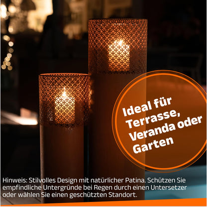 BENTSON Windlichtsäule Rost Industrial Design 2er Set 95/75cm