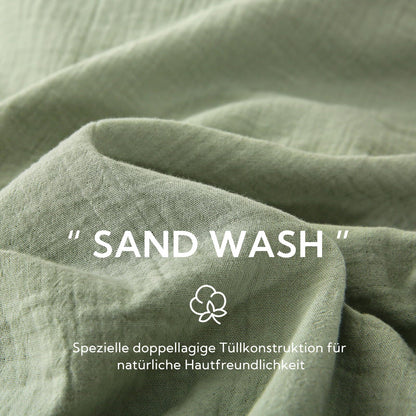 SOULFUL Doppelte Muslin Bettwäsche Set 4-tlg. 135x200 - Lakritzgrün