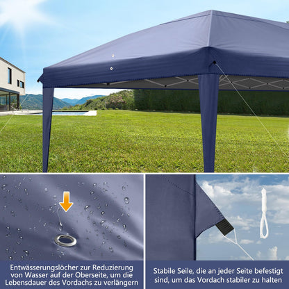 Bonnlo Faltpavillon 3x6m Gartenzelt – Blau mit 4 Seitenwänden