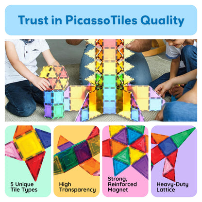 PicassoTiles PT100 Magnetische Bausteine Set, 100-teilig, ab 3 Jahren