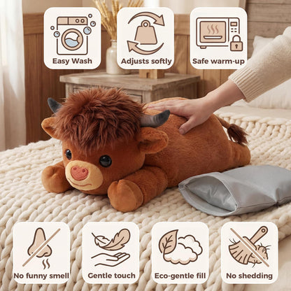 Mewaii Highland Cow Plüschtier mit Wärmekissen, gewichtet 2,3 kg