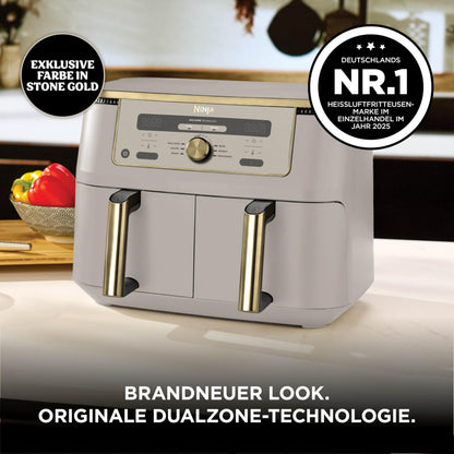 Ninja Dual Zone Heissluftfritteuse DZ400EUSTGD, 9,5 l, Stone Gold