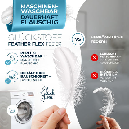 Glückstoff® Daunenkissen 3-Kammer 40x80 cm – Daunen & Federn Kopfkissen