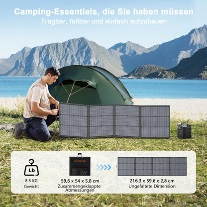 MHPOWOS 220W tragbares faltbares Solarpanel IP67 für Outdoor