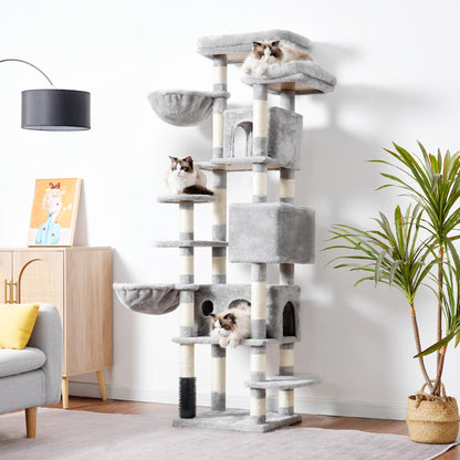 Hey-brother Kratzbaum XXL Kletterbaum - 188 cm Hellgrau MPJ035-MW