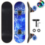 GIEEU Skateboard komplett, blinkende PU-Räder, 9-lagiges Ahorn-Deck mit rutschfester Carborundum-Oberfläche
