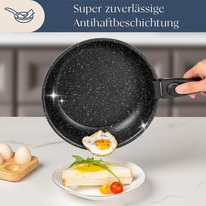 Alajivo Topfset 17-teilig, antihaftbeschichtet, abnehmbarer Griff