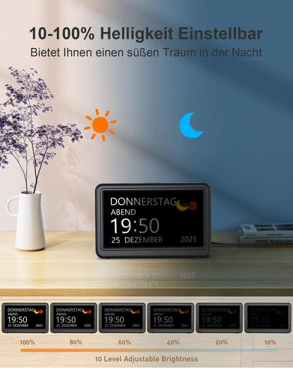 Roxicosly Digitaler Kalender CR1029, Demenzuhr mit Wecker, 7 Zoll