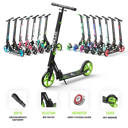 Apollo Phantom Pro City Scooter - XXL-Räder, faltbar, höhenverstellbar, Tretroller für Erwachsene, Kinder und Jugendliche, kompakter City-Roller