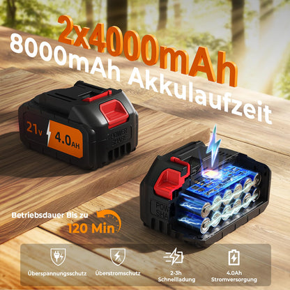 VIWKO Mini Kettensäge Akku 6 Zoll, bürstenlos, 2x 4000mAh