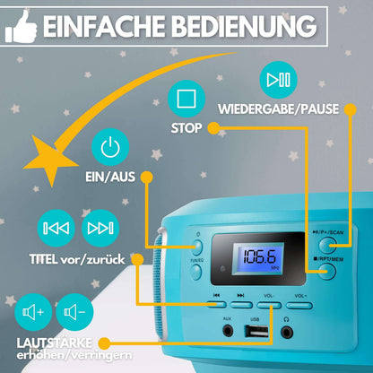 Cyberlux tragbare Boombox CD-Radio mit FM, USB und AUX-In, Grün