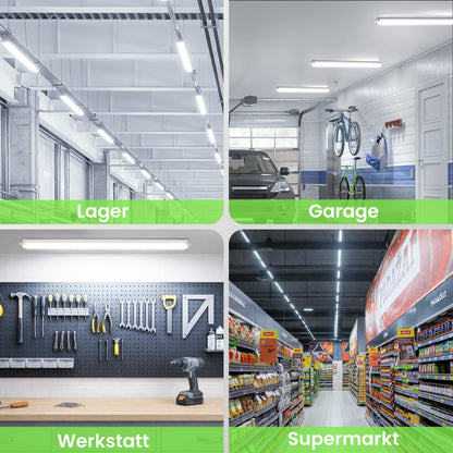 ALUSSO LED Feuchtraumleuchte 117 cm 36W 4000K IP65, 2er-Set