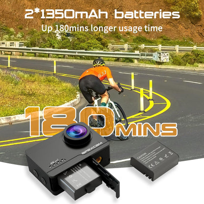 Apexcam M90 Action Cam 4K 60FPS 64MP WLAN wasserdicht mit Zubehör-Set