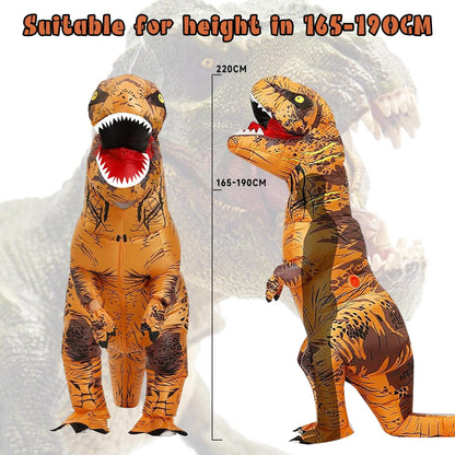 PARAYOYO Aufblasbares T-Rex Kostüm Braun für Erwachsene 165–190 cm