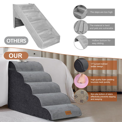 Trhillsbrad Hundetreppe Breit 5 Stufen 62cm – für kleine Hunde