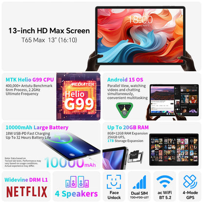 TECLAST T65 MAX 13 Zoll Gaming Tablet - Android 20/256 GB