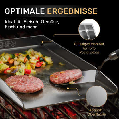 AMZBBQ Premium Plancha Set – Edelstahl 40x30cm, 5mm