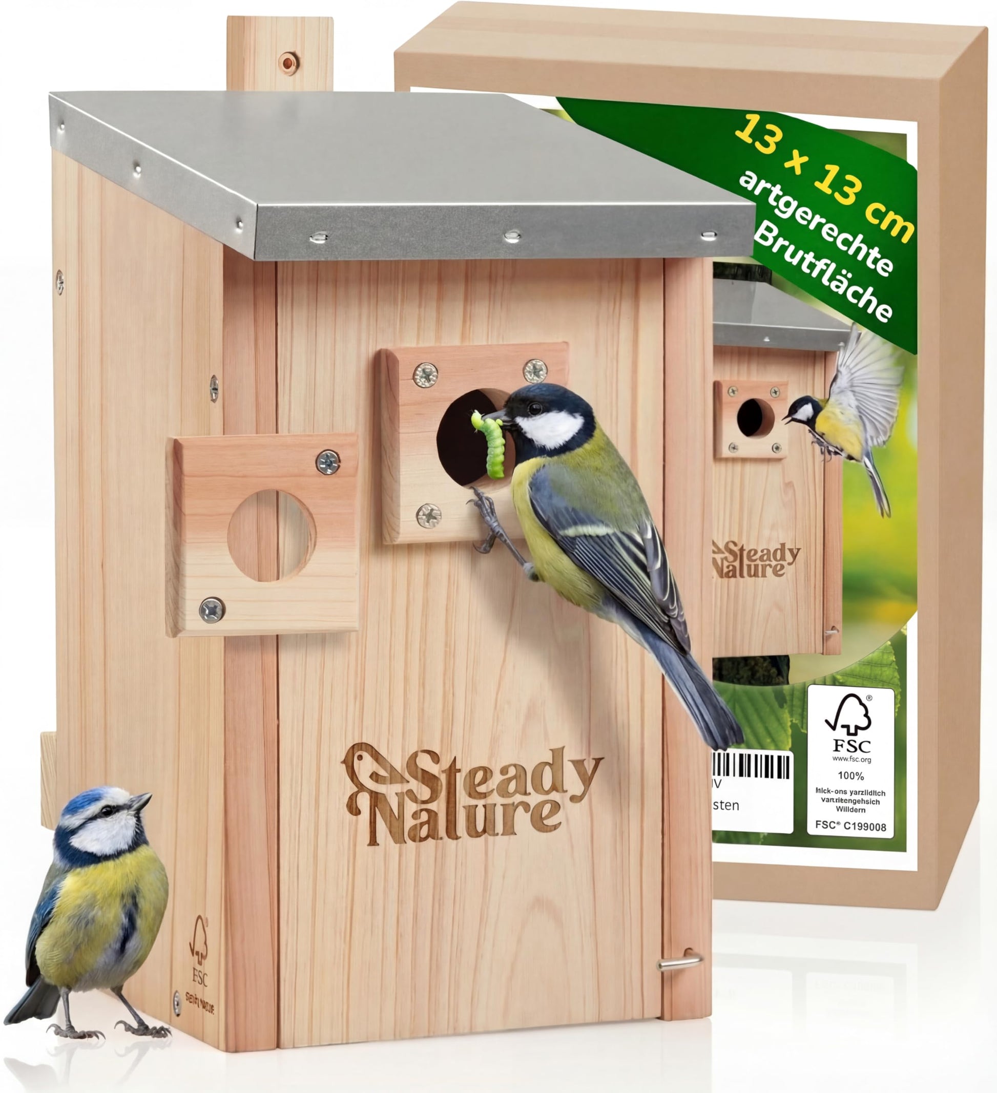 Steady Nature Meisennistkasten aus FSC-Holz, 28/32 mm Einfluglöcher