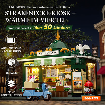 LUMIBRICKS Stadtleben Kiosk Klemmbausteine Set mit Beleuchtung
