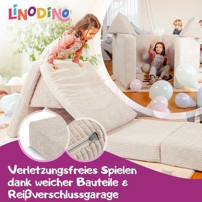 Linodino® Spielsofa Cord Kindersofa - Elfenzauber Beige