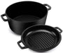 KICHLY Dutch Oven Gusseisen 4,7 Liter mit Grillpfannendeckel, Kochtopf mit Doppelgriffen
