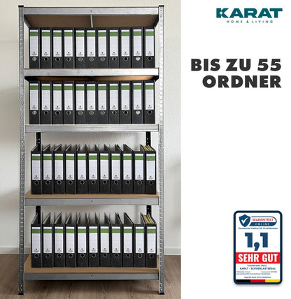 KARAT Schwerlastregal 2er Set, 5 Böden, 40 x 90 x 180 cm, verzinkt