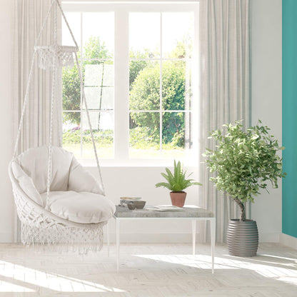 Vivere Makramee Deluxe Hängesessel mit Fransen, Natur