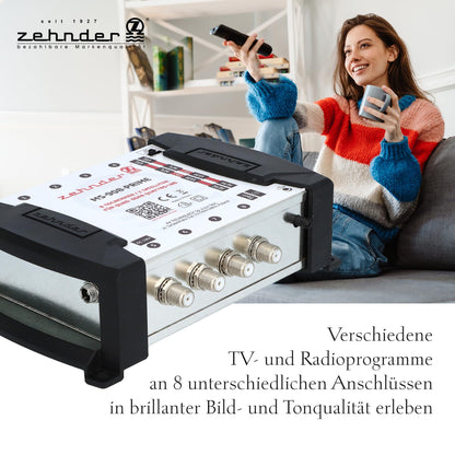 ZEHNDER 9/8 Multischalter Multiswitch – 2 Sat, 8 Teilnehmer, HD 4K