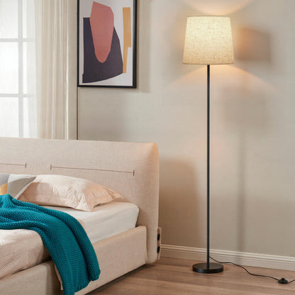 SIBRILLE LED-Stehlampe mit Fernbedienung und Leinen-Lampenschirm