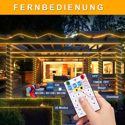 StarryEver Solar LED Lichtschlauch aussen, 15 m, 600 LEDs warmweiss