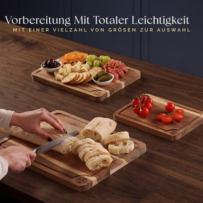 Deer & Oak Schneidebrett-Set Akazie, 3-teilig mit Ständer und Öl