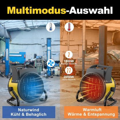 DAHTEC Keramik Heizlüfter 2000W – Elektroheizer mit Thermostat
